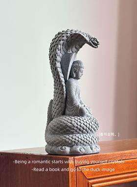 「坐而入定 蛇护佛陀」中式创意盆景装饰微观造景桌面摆件礼物