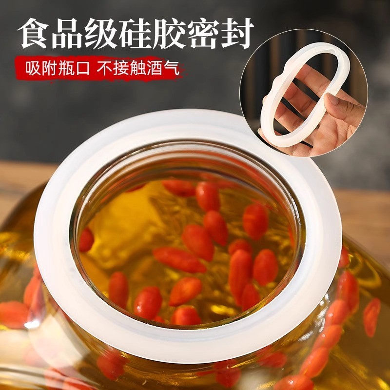 Sparkling wine glass bottle, lead-free, high-end sealed with faucet, household wine jar, simple soaking wine bottle, medicinal wine soaking jar