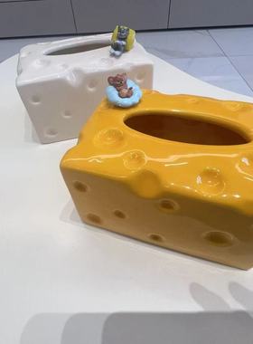 奶酪抽纸盒创意纸巾盒轻奢客厅茶几家用餐巾纸桌面高颜值摆件品