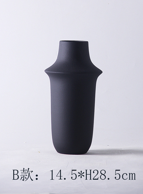现代简约新中式黑色哑光陶瓷碗花瓶摆件I家居样板间客厅水果盘装