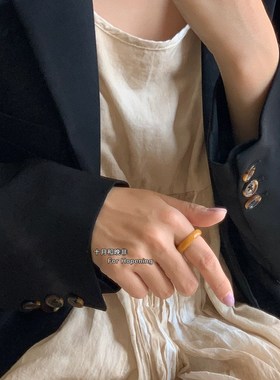 十月和晚非 新h中式国风素圈天然石戒指 高级感小众设计简约指环