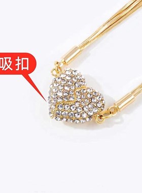 轻奢小众磁吸爱心项链n2023年新款潮高级感气质时尚锁骨链个性颈