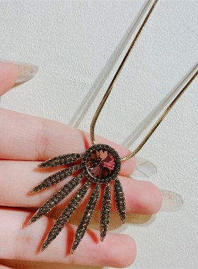 古丽饰品满钻气质简约时尚个性百搭款项链毛衣链水晶短链3170