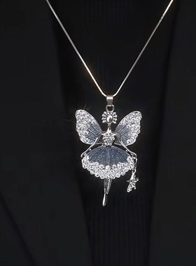 镶钻天使女孩长款毛衣项链秋冬新款项链时尚百搭高级感吊坠不掉色