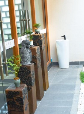 石柱摆件中式祥云柱仿石柱盆景架庭院花架摆件展示柱Y装饰拴马柱