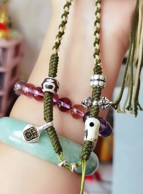 手工编织吊坠绳藏式手搓棉项链绳复古百搭天珠绳男女民族风锁骨链