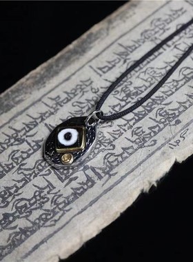 diy西藏藏族饰品吊坠手工镶嵌一眼天珠帅气吊坠项 链配手串卡子坠