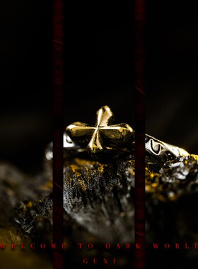 GUXI【光启】暗黑风十字架925银戒指男生莫比乌斯指环小众开口戒