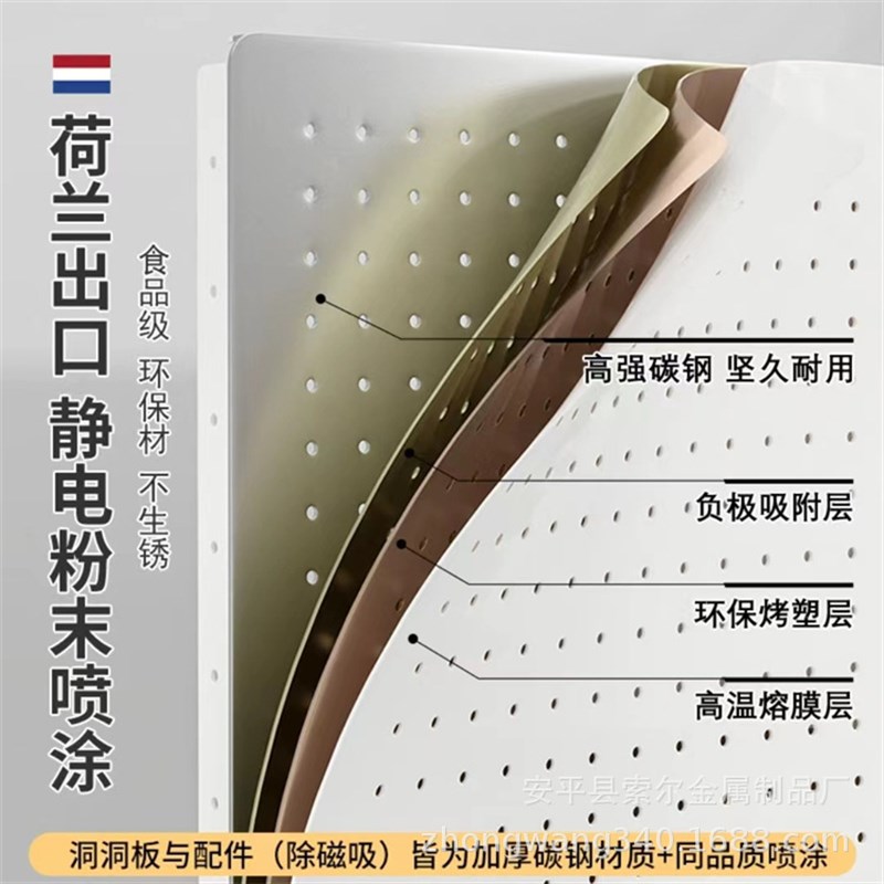 Hole board background wall custom iron mesh board round hole hanging board thickened color wall display rack kitchen storage shelf