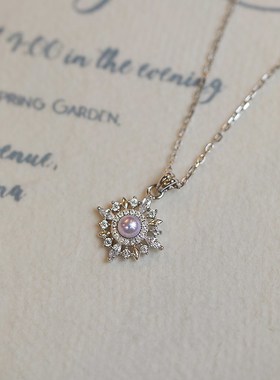 《星渺》复古设计感天然淡水珍珠气质纯银锁骨项链女礼物白金色