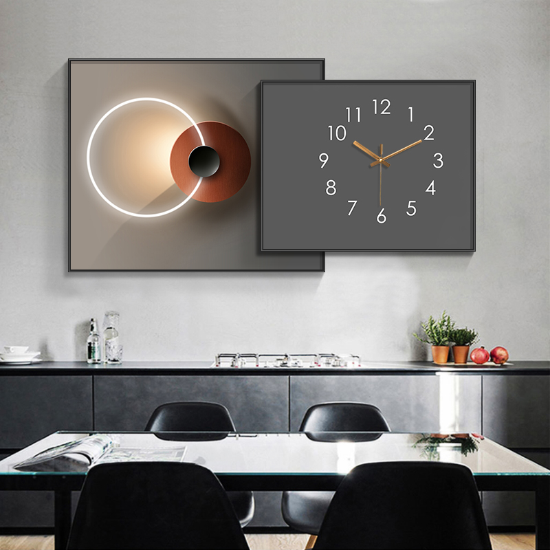 现代简约餐厅钟表挂钟客厅家用时尚创意叠拼画网红叠加静音时钟画 - 图1