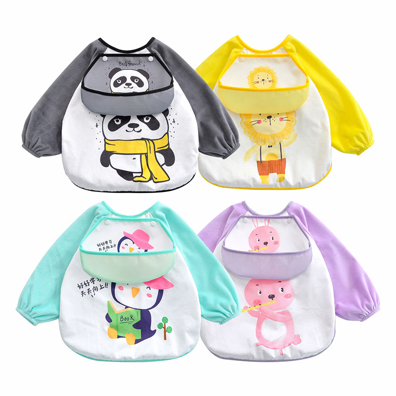 Children's smock, baby eating bib, baby reverse dressing, waterproof and anti-dirty protective clothing, painting protection, spring, autumn and winter models