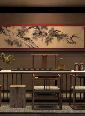 东方美学的新中式装饰画《墨竹图》酒店餐厅风景背景挂画