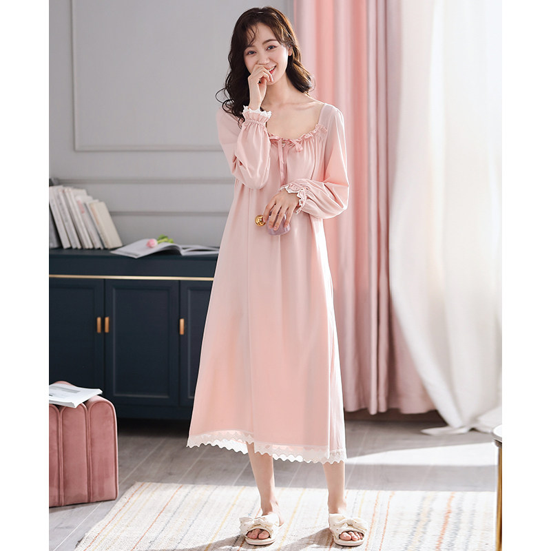 睡裙女春秋款纯棉长袖睡衣裙秋季薄款大码女款夏季孕妇宽松连衣裙,淘宝优惠券,粉丝福利购,淘宝优惠卷