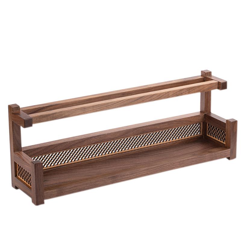 黑胡桃茶杯架子茶具茶壶紫砂壶收纳架中式多宝阁桌面小博古架 - 图2