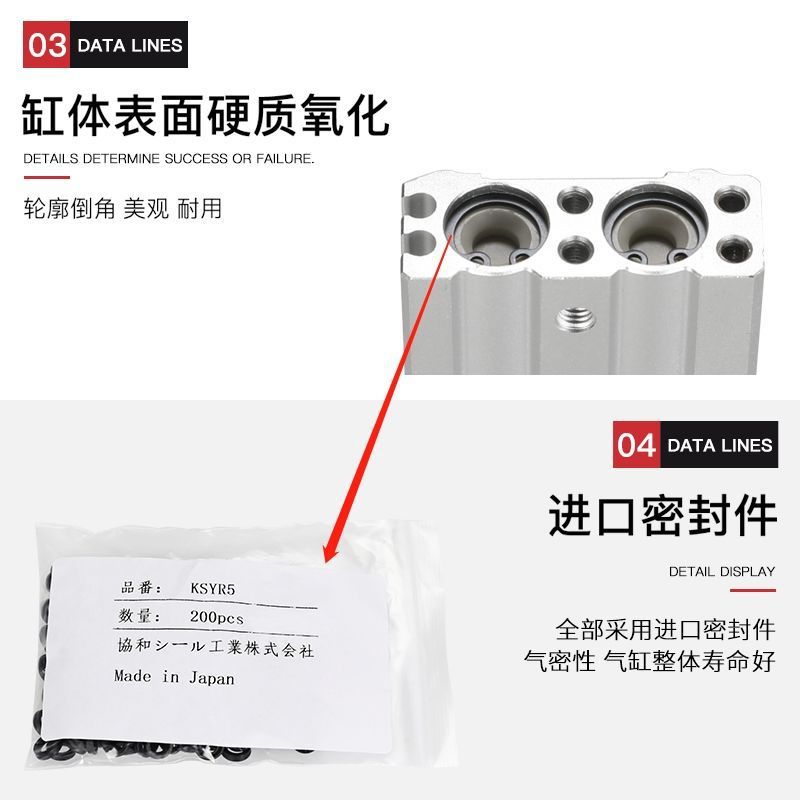 SMC型精密滑台气缸MXQ6/8/12/16/20/25L-10/20/30/40/50/75/AS/AT - 图3