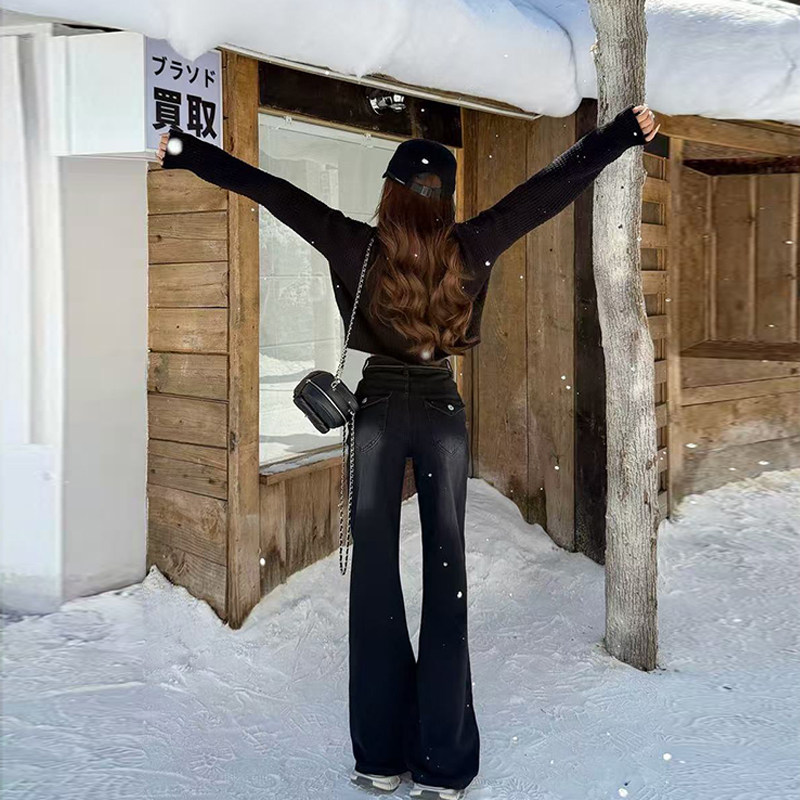 修身经典黑灰牛仔长裤女2026秋冬新款不贴腿高腰遮肉显瘦堆堆长裤,淘宝优惠券,粉丝福利购,淘宝优惠卷