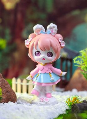 新款女孩摆件国潮可爱花落盲盒