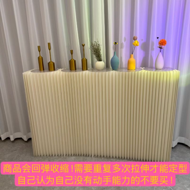 婚庆道具折叠甜品台自由折柱台路引纸质摆台商场橱窗会展中岛展台 - 图1