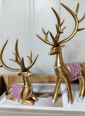 新中式小鹿摆件树脂质感温馨客厅装饰福鹿常见礼物