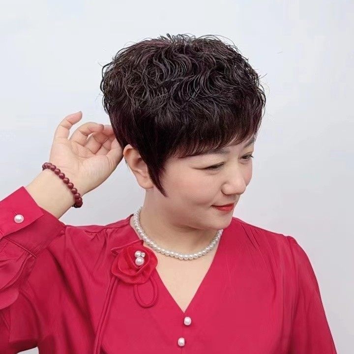 递针手织头璇气质洋气卷发全真发妈妈假发头套,淘宝优惠券,粉丝福利购,淘宝优惠卷