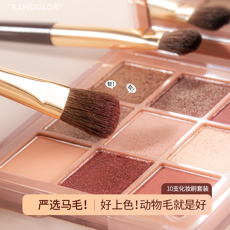 10支专业便携化妆刷柔软初学者便携新手软毛眼影刷散粉腮红全套装 - 图0
