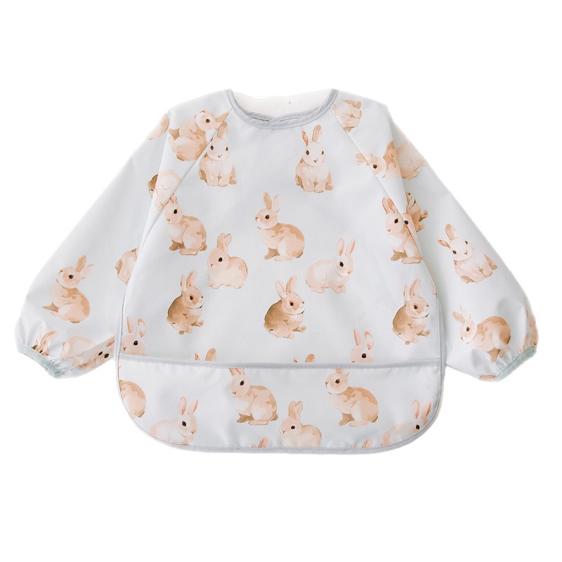 Children's eating smock, baby's long-sleeved feeding bib, supplementary meal pocket, anti-dirty waterproof apron, four seasons style