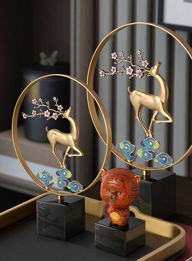 新中式铜鹿摆件客厅书柜电视柜酒柜装饰品家居创意乔迁新居礼品