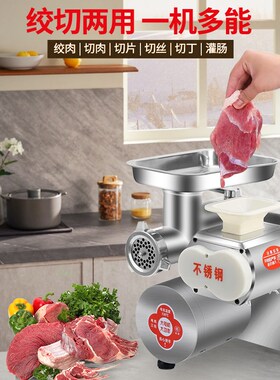 强力正元绞切两用机商用大功率多功能台式绞肉切片灌肠机不锈钢