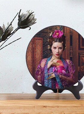婚纱照片定制8/10/12寸摆台圆形复古风  中国风中式屏风摆台相框