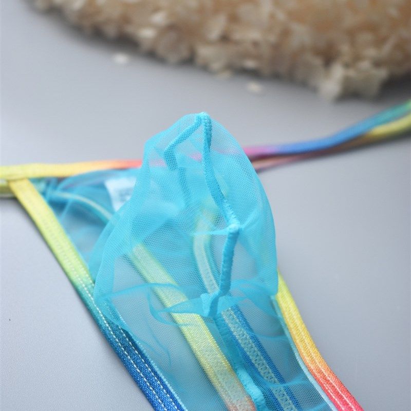 男士丁字内裤性感透明网纱彩虹单丁裤低腰细带高叉细网孔透气U凸,淘宝优惠券,粉丝福利购,淘宝优惠卷