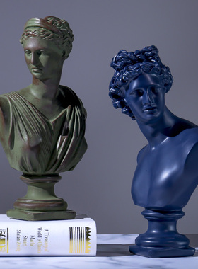 北欧简约石膏人物雕塑模型大卫头像软装样板间装饰艺术品轻奢摆件