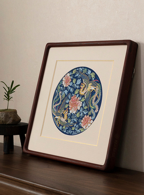 云锦花开富贵凤凰牡丹花挂画客厅玄关新中式非遗手工艺术装饰画