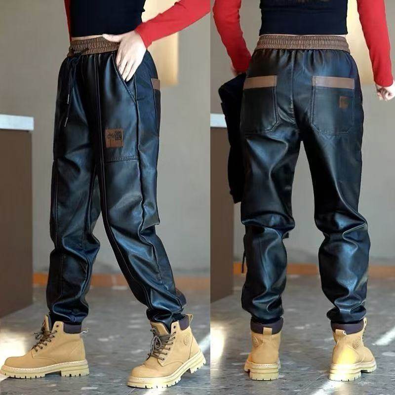 冬季新款加绒加厚防风防寒男女皮裤外穿机车保暖时尚束脚哈伦裤子,淘宝优惠券,粉丝福利购,淘宝优惠卷