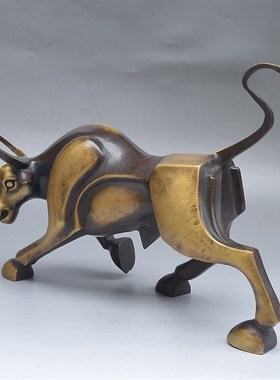 开业礼品纯铜招财铜牛华尔街旺市股市牛摆件客厅办公室装饰工艺品