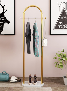 北欧轻奢大理石衣架摆件简约挂衣架卧室网红客厅创意落地衣帽架子