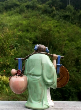 中式风装饰品 招财进宝摆件 乔迁新居礼物 招财童子 石湾岭南风格