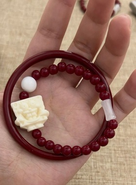 秋上新可爱小猫防朱砂串珠手链女生小众气质中式手串复古百搭网