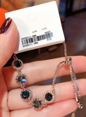 高级设计感彩色水晶水钻手链2022年新款潮时尚个性小众手镯手饰女