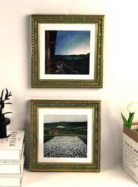 中国风金色竹节画框中式古董y风实木画框复古做旧黑色水墨画画框
