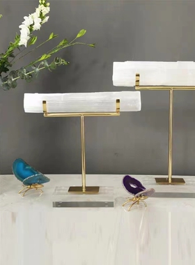 现代简约水晶底座石膏石创意摆件客D厅玄关电视柜样板房家居装饰