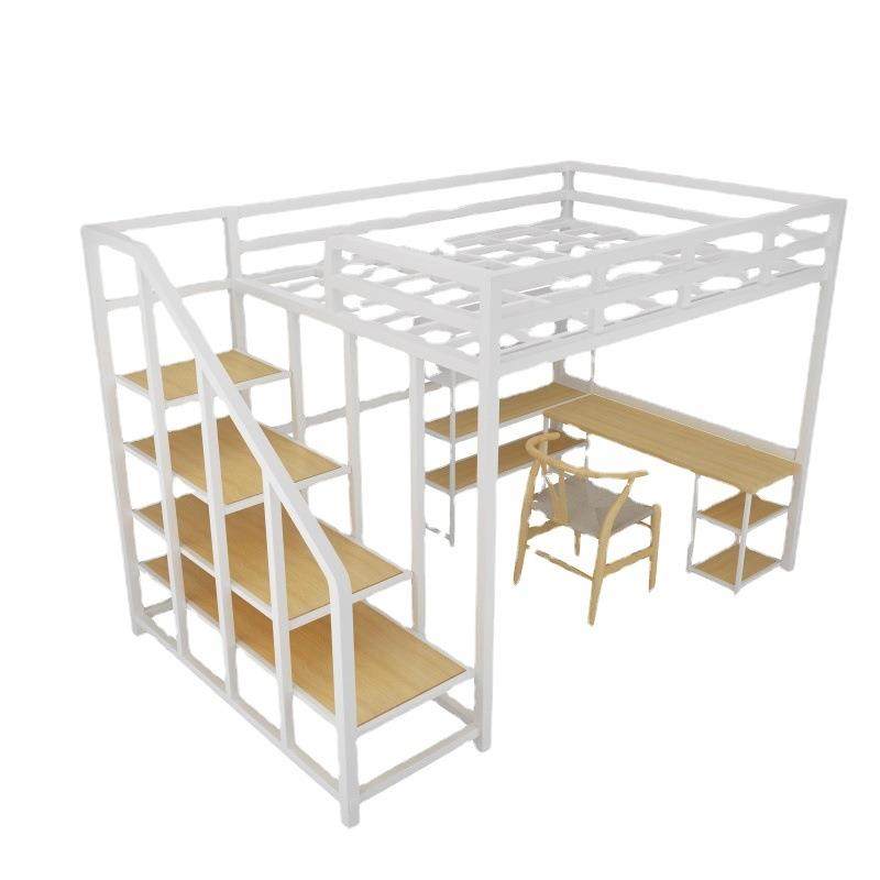 简约铁艺双层高架床家用卧室上床下桌铁架床单身公寓省空间铁床,淘宝优惠券,粉丝福利购,淘宝优惠卷