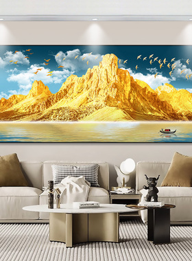 客厅流水生财自粘贴画墙贴挂壁画