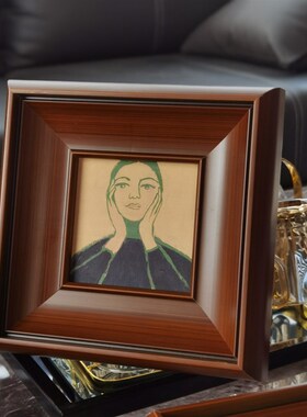 实木小众艺术复古装饰画人物中古小框组合画客厅壁画卧室玄关挂画