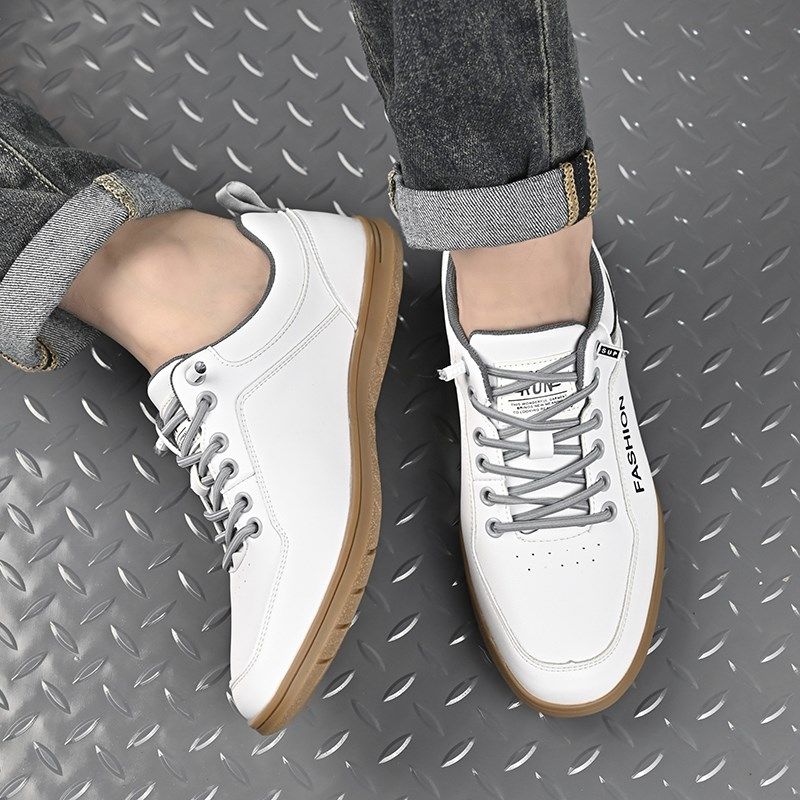 男鞋2025春夏新款真皮透气休闲运动皮鞋一脚蹬软底百搭豆豆小白鞋,淘宝优惠券,粉丝福利购,淘宝优惠卷
