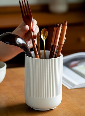 陶瓷筷子筒收纳筷筒花瓶陶瓷收纳罐家用餐桌厨房台面复古陶瓷桶