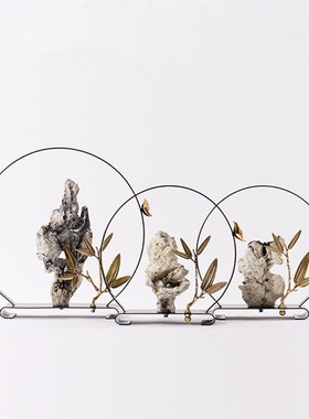 新中式创意太湖石酒店样板间办公室客厅玄关电视书柜软装饰品摆件