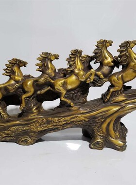 纯铜摆件八骏马中式玄关装饰品八骏雄风居家客厅公司铜马案台摆设