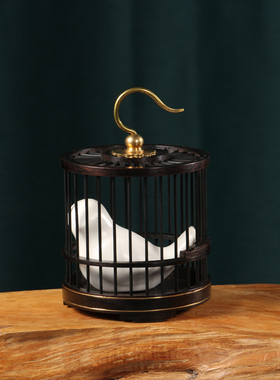 新中式乌木迷你鸟笼样板房间摆件