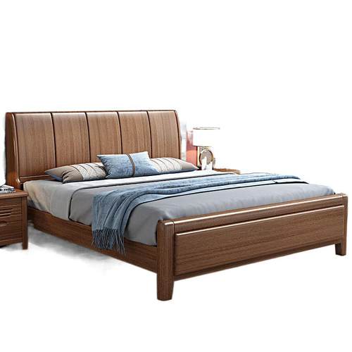 fLE新中式胡桃木实木床1.8米双人2x2.2米大床1.5储物气压高箱床1. - 图3